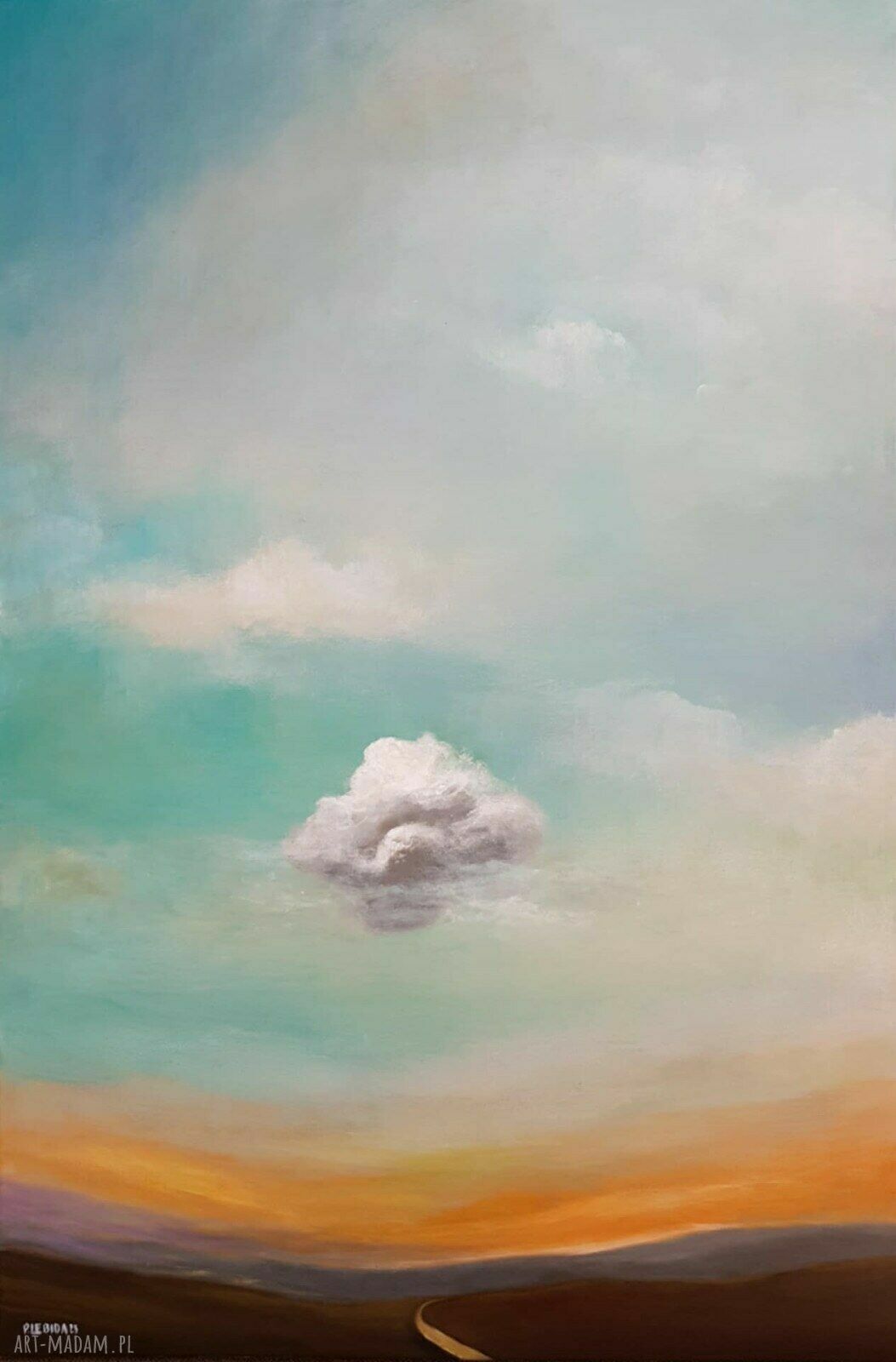 Nowoczesny pejzaż - obraz akrylowy 90 x 60 cm z chmurą