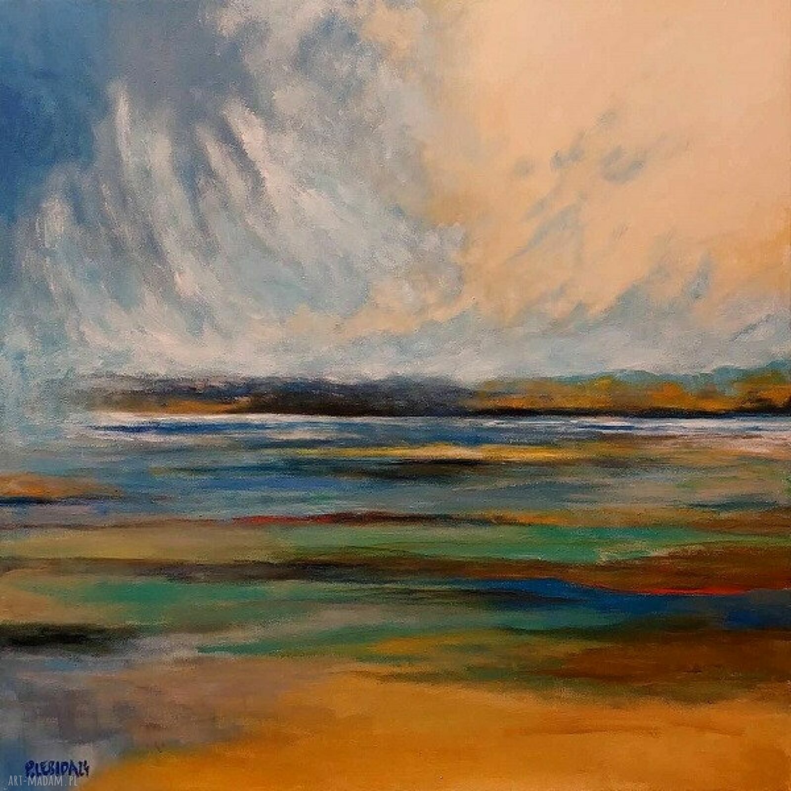 Pejzaż - obraz akrylowy 60x60 cm (sygnowany, gotowy do zawieszenia)