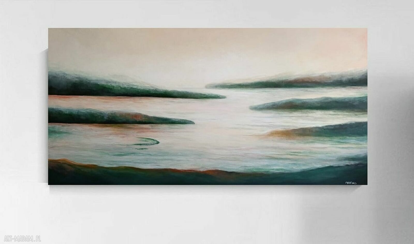 Pejzaż - ręcznie malowany obraz akrylowy na płótnie 70x140 cm