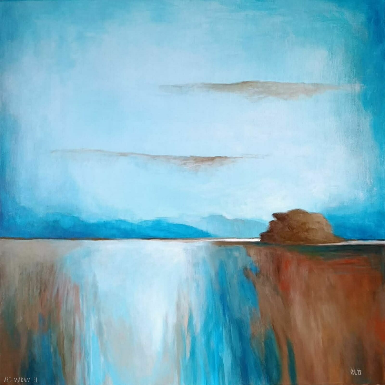 Pejzaż - ręcznie malowany obraz akrylowy 60x60 cm (bez ram)