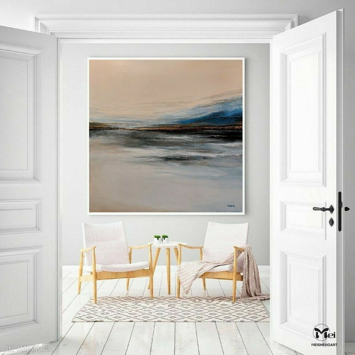 Pejzaż - nowoczesny obraz akrylowy 100x100 cm w kwadracie