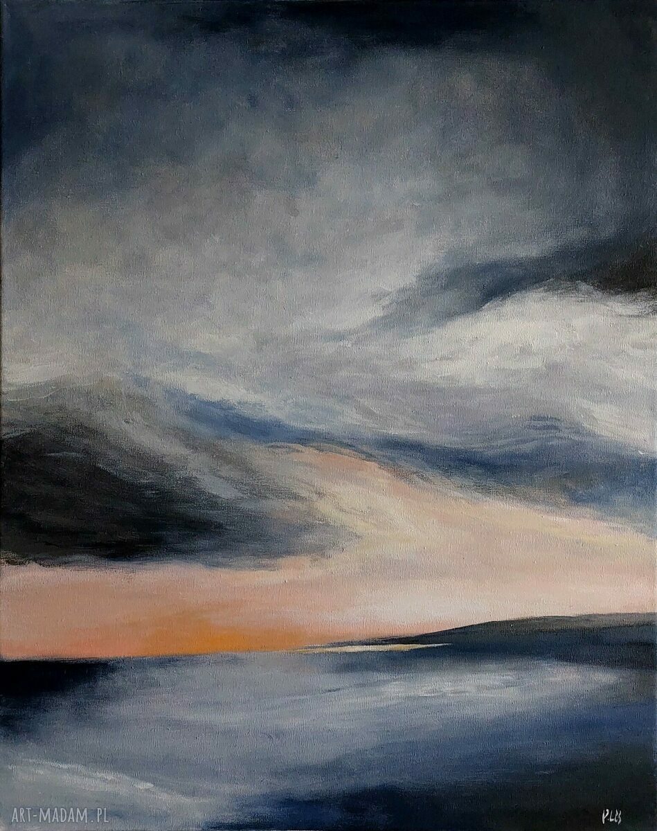 Pejzaż - ręcznie malowany obraz akrylowy 40x50 cm (pomalowane boki, sygnowany)