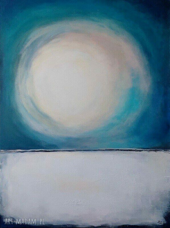 Pejzaż - obraz akrylowy 60x80 cm w turkusie i błękicie
