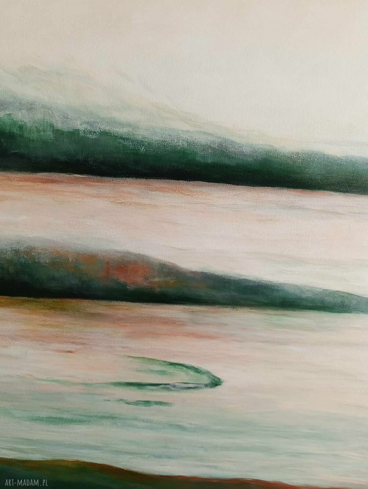Pejzaż - ręcznie malowany obraz akrylowy na płótnie 70x140 cm