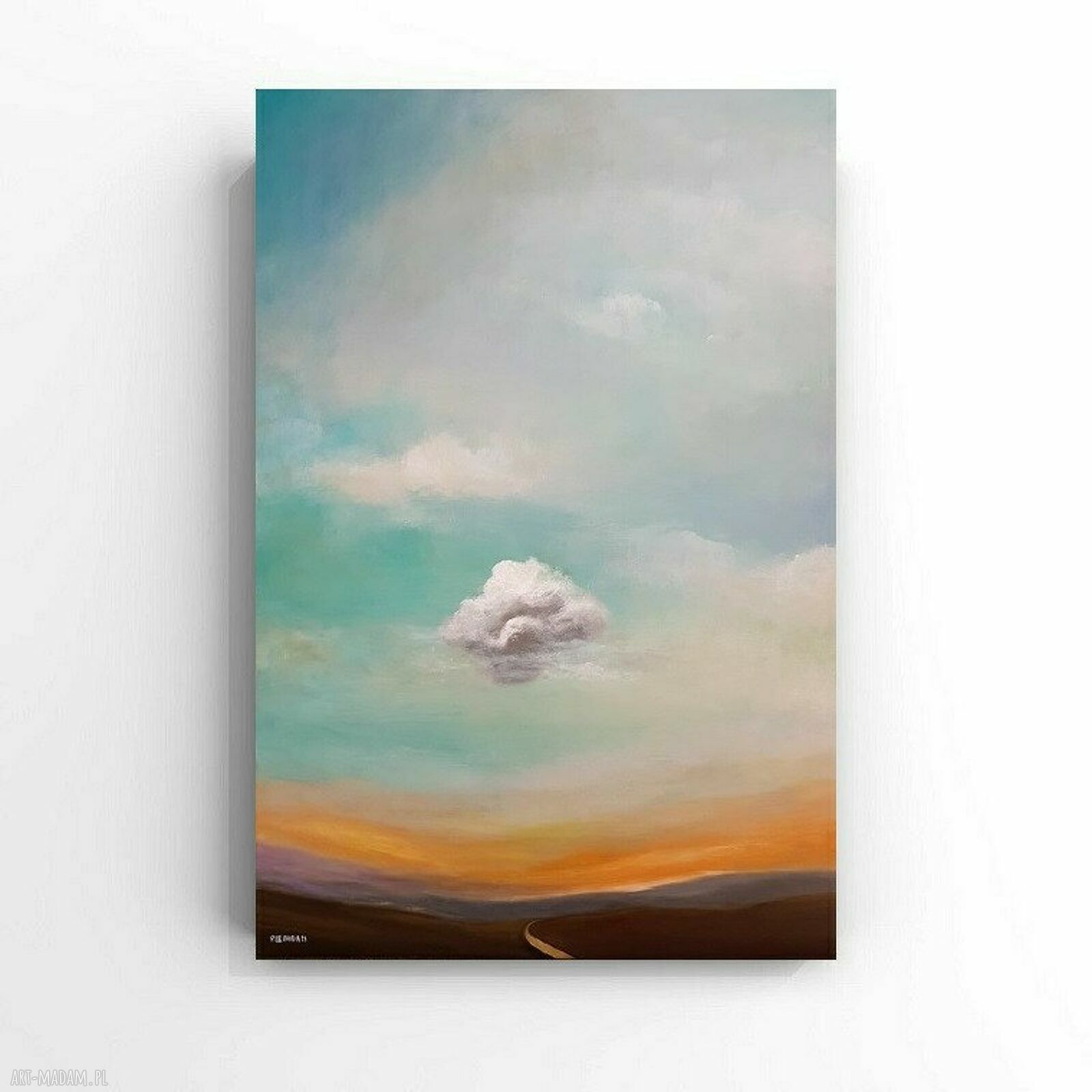 Nowoczesny pejzaż - obraz akrylowy 90 x 60 cm z chmurą