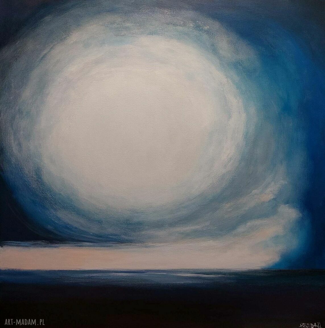 Ręcznie malowany pejzaż akrylowy 60x60 cm - kwadrat bez ramy