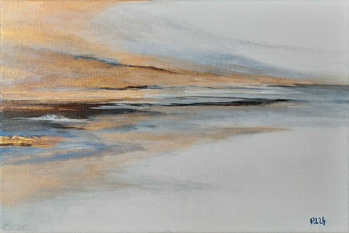 Pejzaż akrylowy 20x30 cm - ręcznie malowany obraz na płótnie, sygnowany