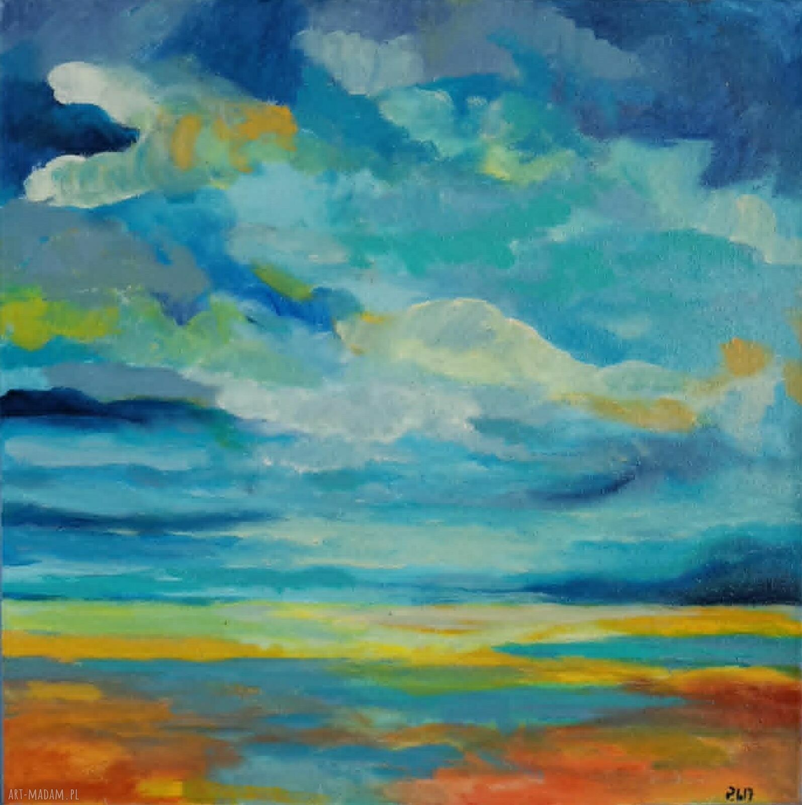 Pejzaż - obraz akrylowy 40x40 cm (kwadrat), gotowy do powieszenia