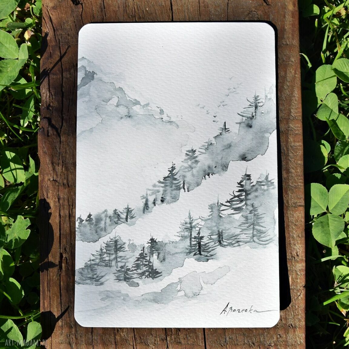 Pejzaż - komplet 3 akwarel 10x15 cm