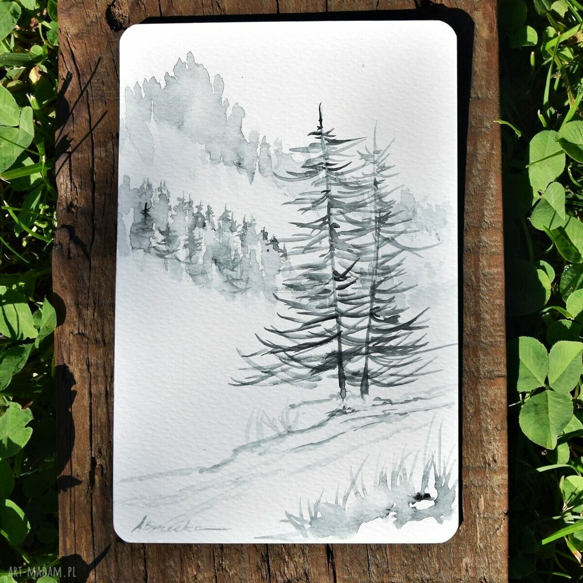 Pejzaż - komplet 3 akwarel 10x15 cm