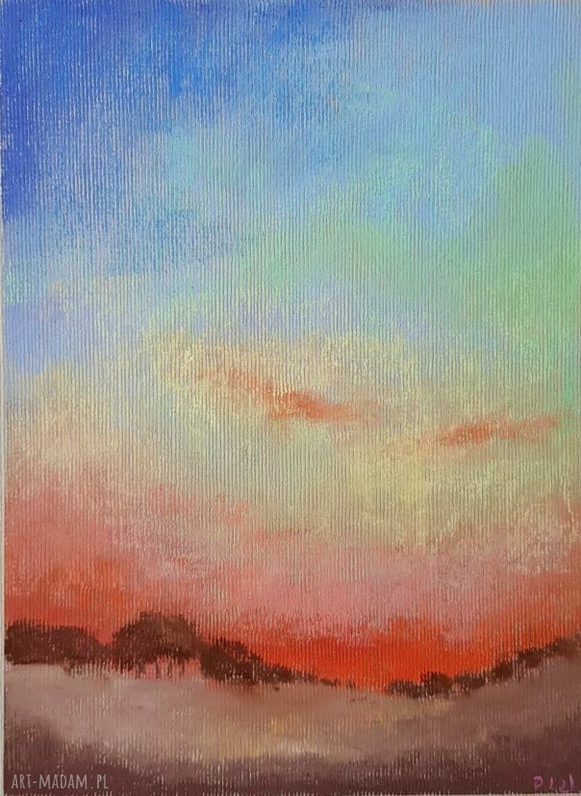 Pejzaż „Niebo” - obraz w suchych pastelach 18x24 cm, ręcznie robiony przez Paulinę Lebidę