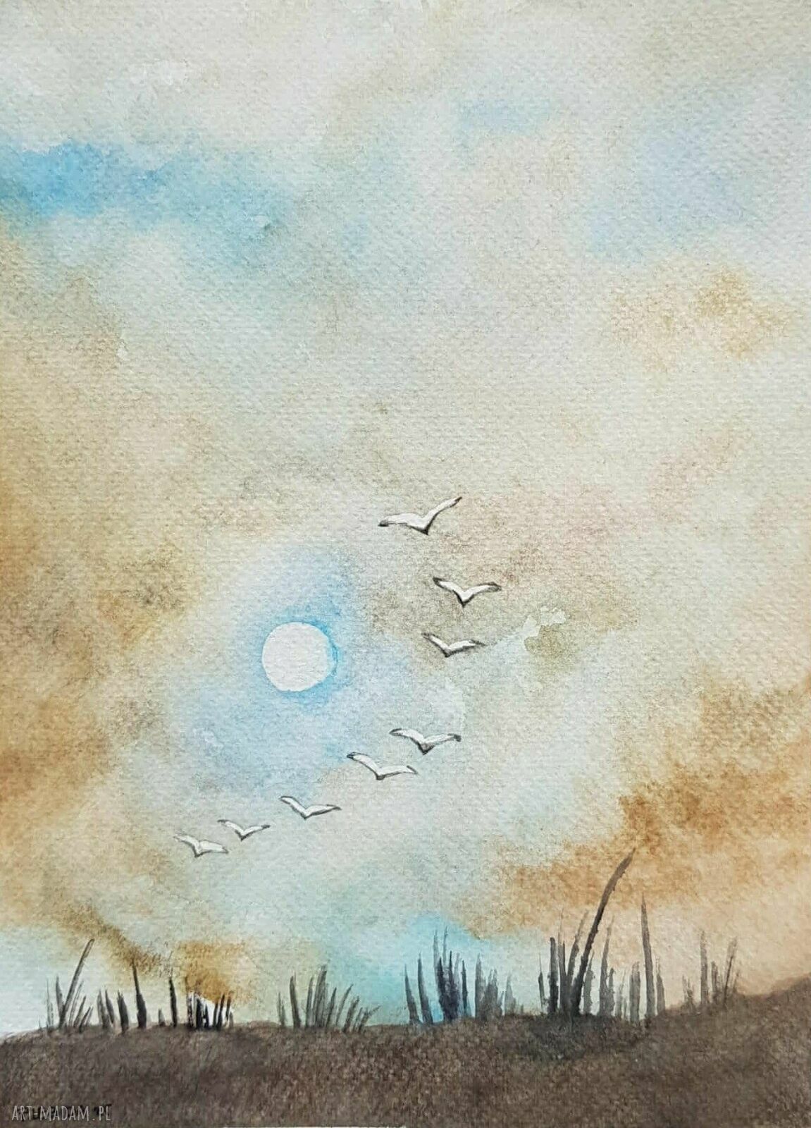 Pejzaż w akwareli 24/18 cm - oryginalna, sygnowana praca