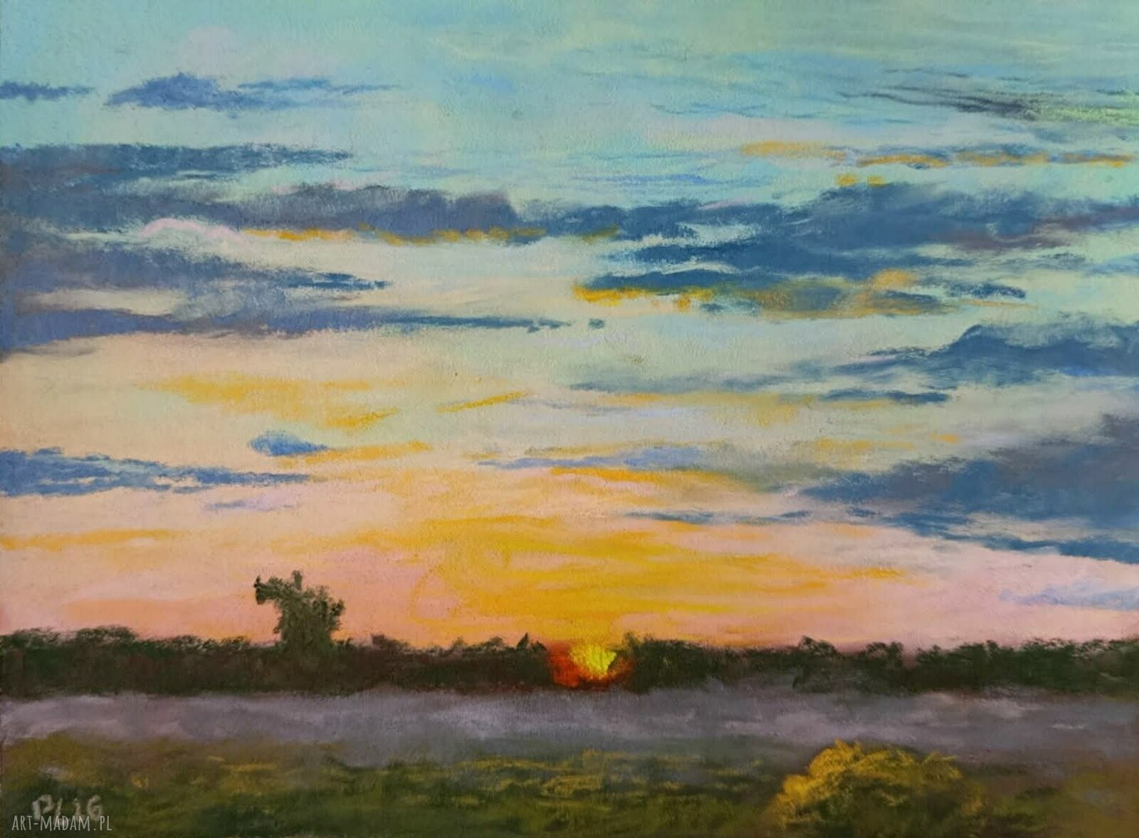 Pejzaż - obraz z suchych pastel w formacie 18/24 cm
