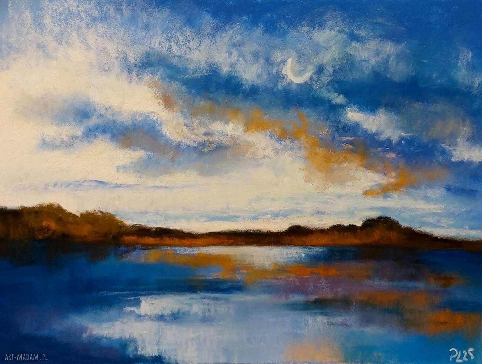Pejzaż w pastelach suchych 18 x 24 cm - ręcznie wykonany rysunek