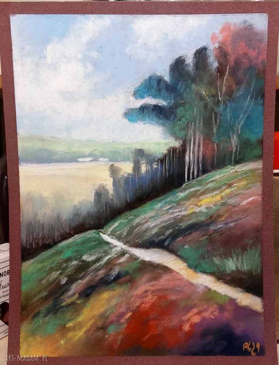 Pejzaż 24/18 cm - pastelami suchymi na papierze pastelmat