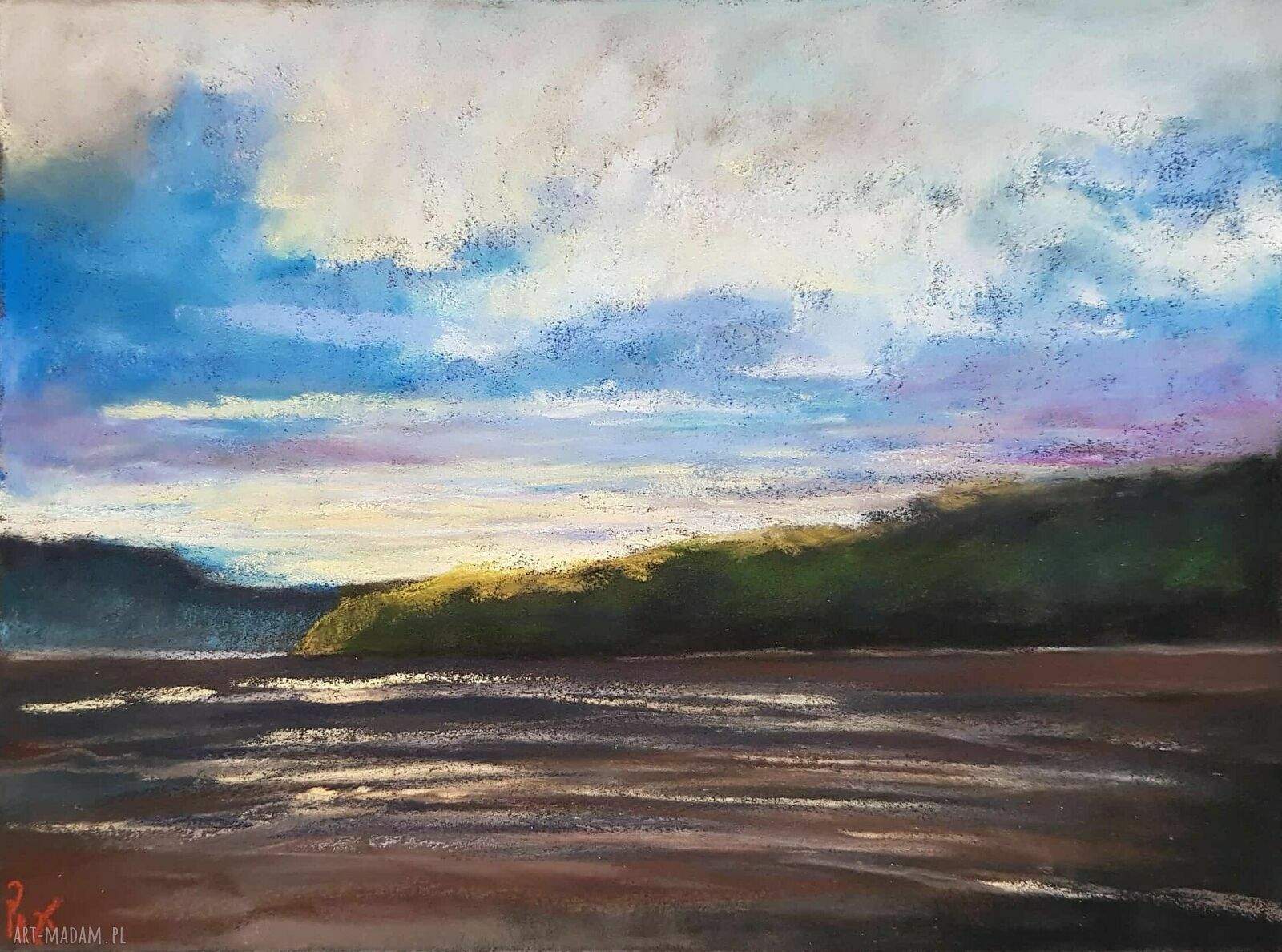 Pejzaż z pastelami suchymi - obraz 18x24 cm