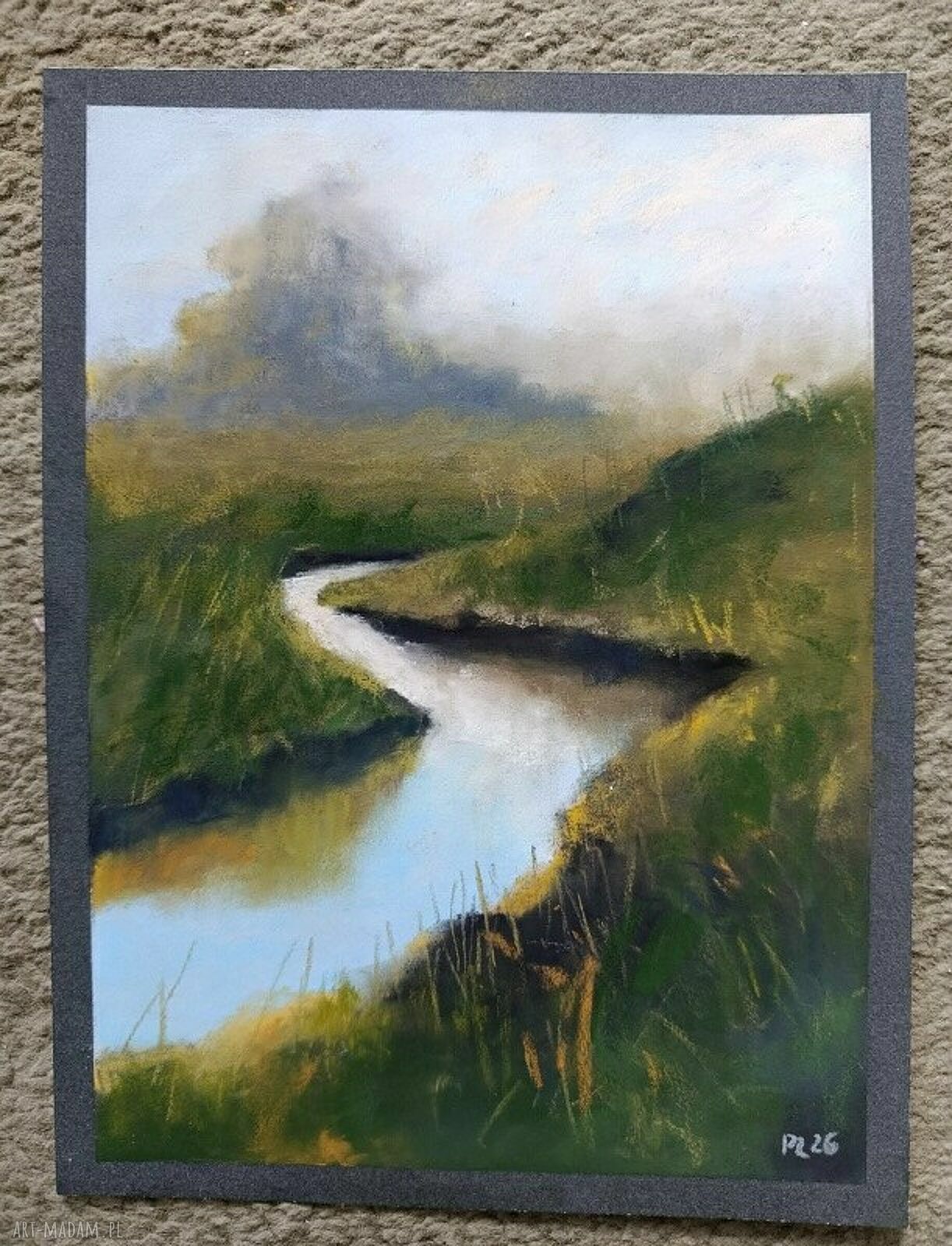 Pejzaż w pastelach suchych 24x18 cm - ręcznie wykonany rysunek
