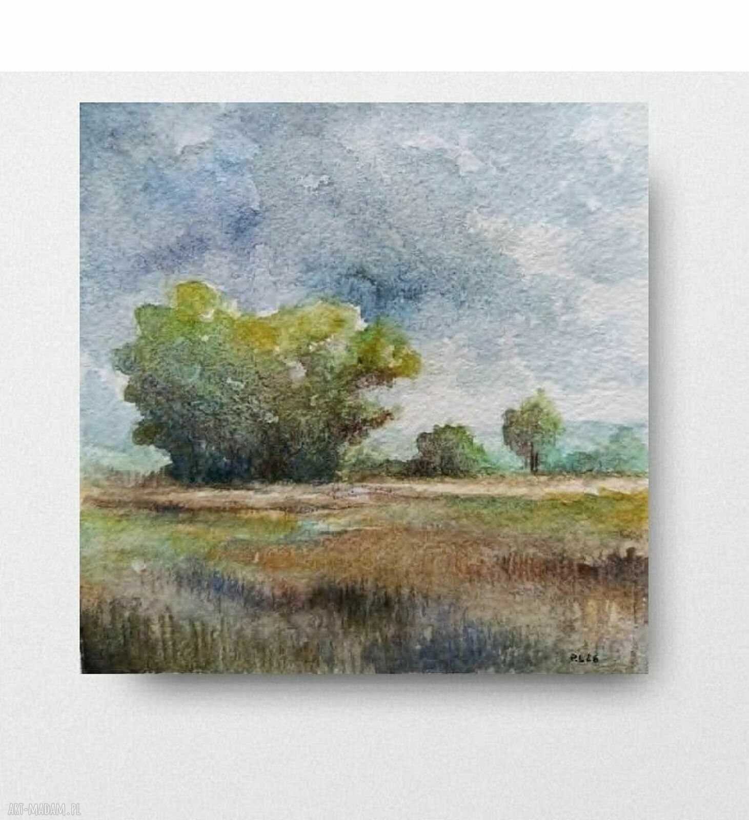 Oryginalny pejzaż - akwarela 15x15 cm