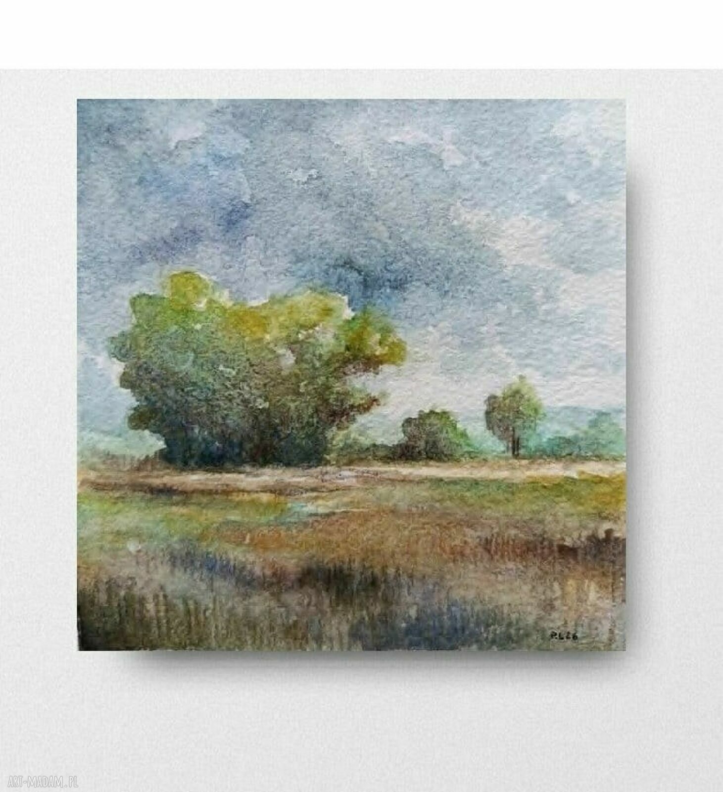 Oryginalny pejzaż akwarelowy 15x15 cm