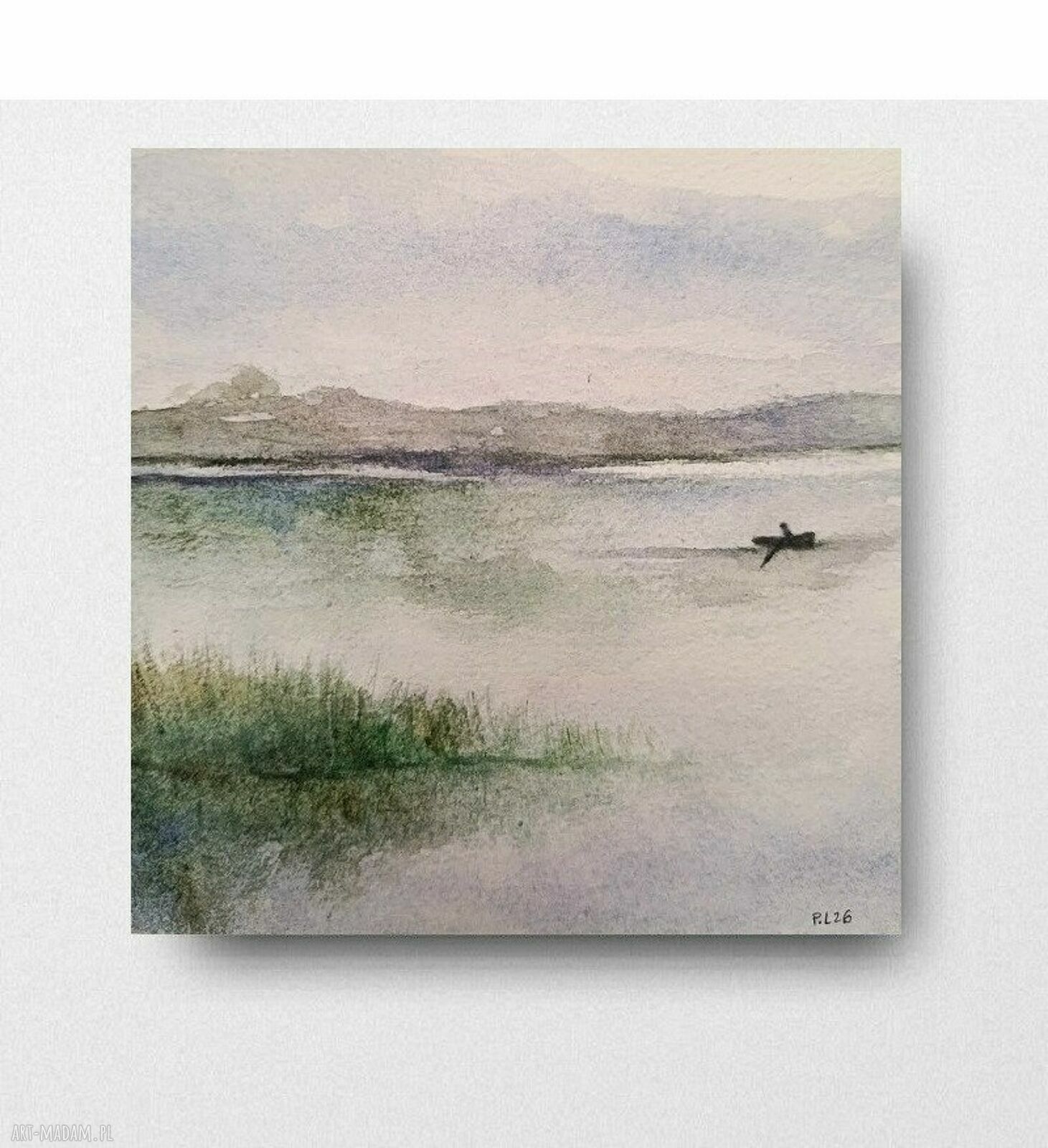 Pejzaż - oryginalna akwarela 15 x 15 cm