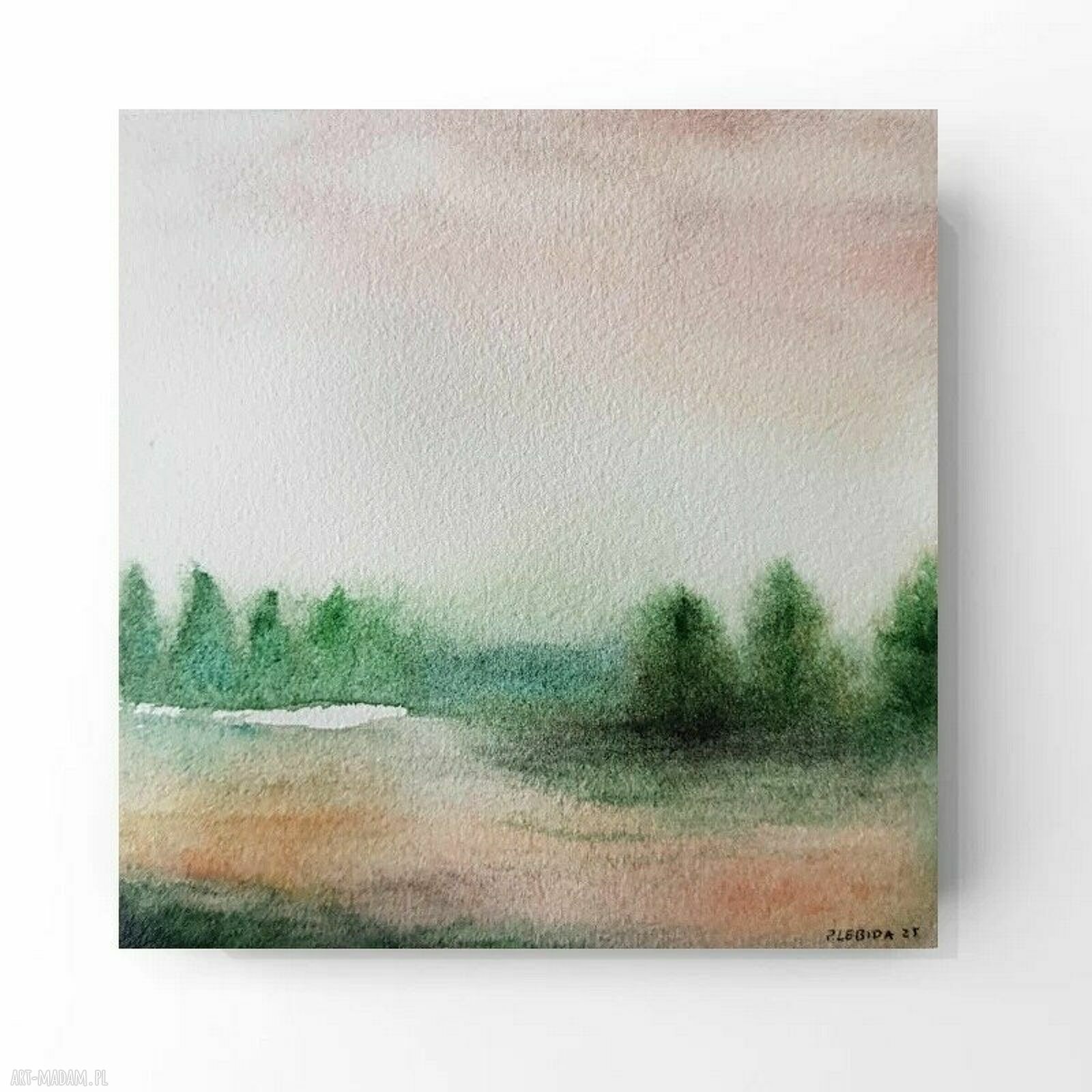 Pejzaż „Drzewa” - akwarela Pauliny Lebidy 15 x 15 cm