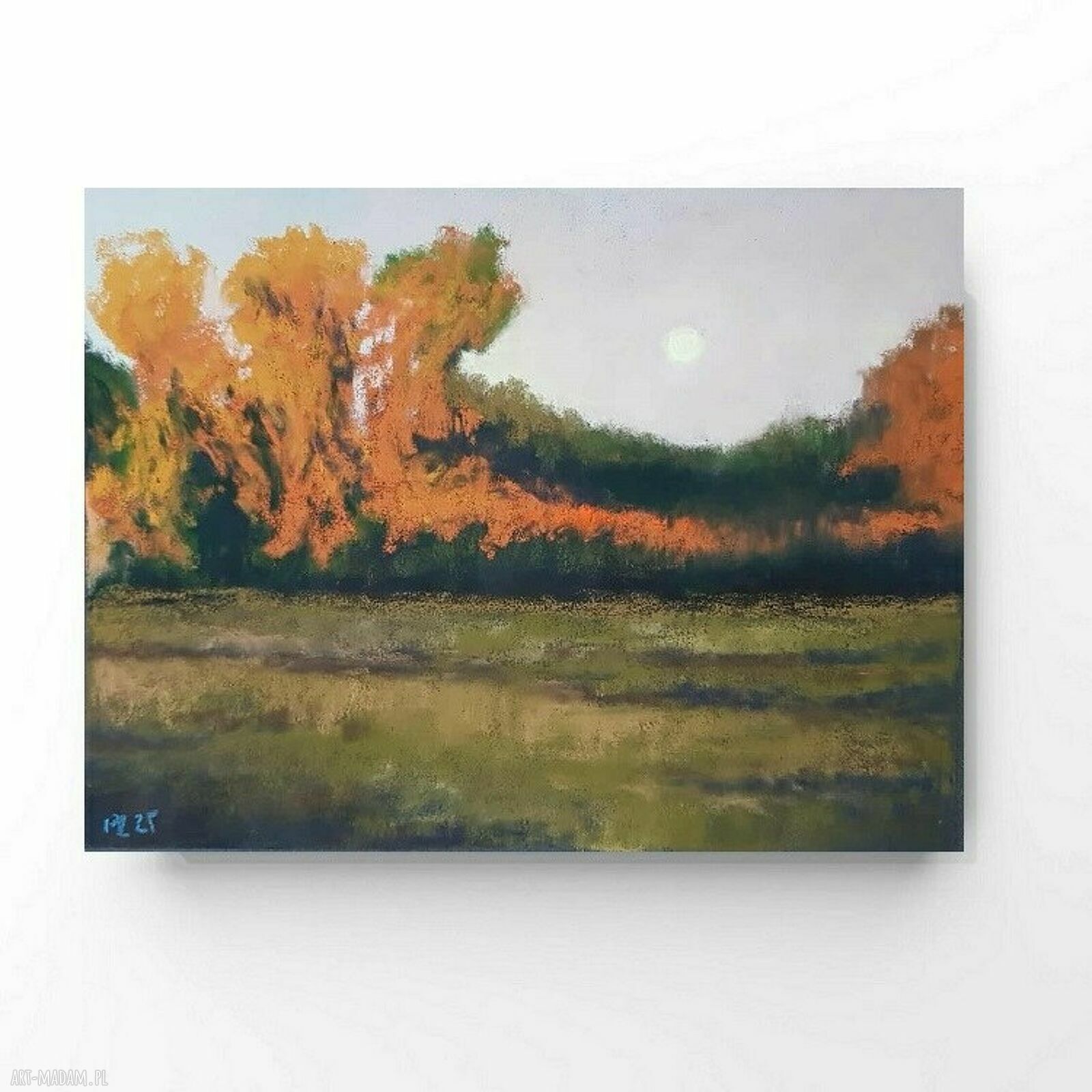 Pejzaż w pastelach suchych 18x24 cm - ręcznie robiony obraz