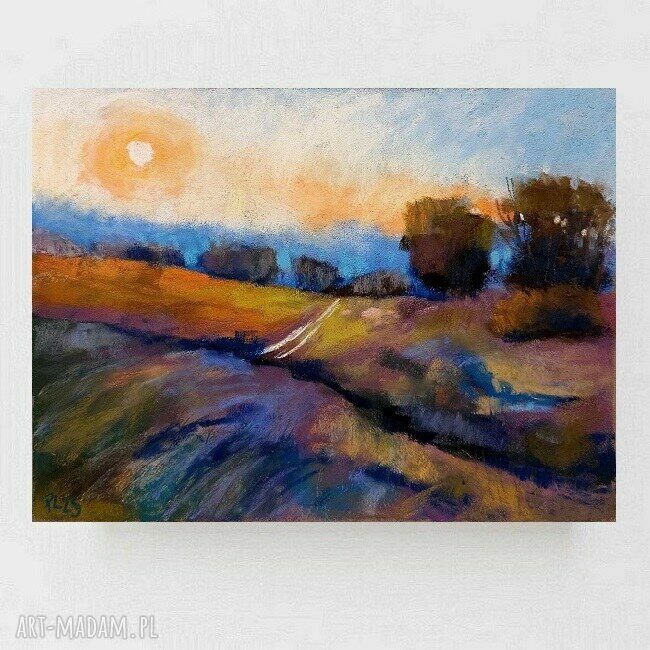 Pejzaż w formacie 18x24 cm - suche pastele i subtelne kolory