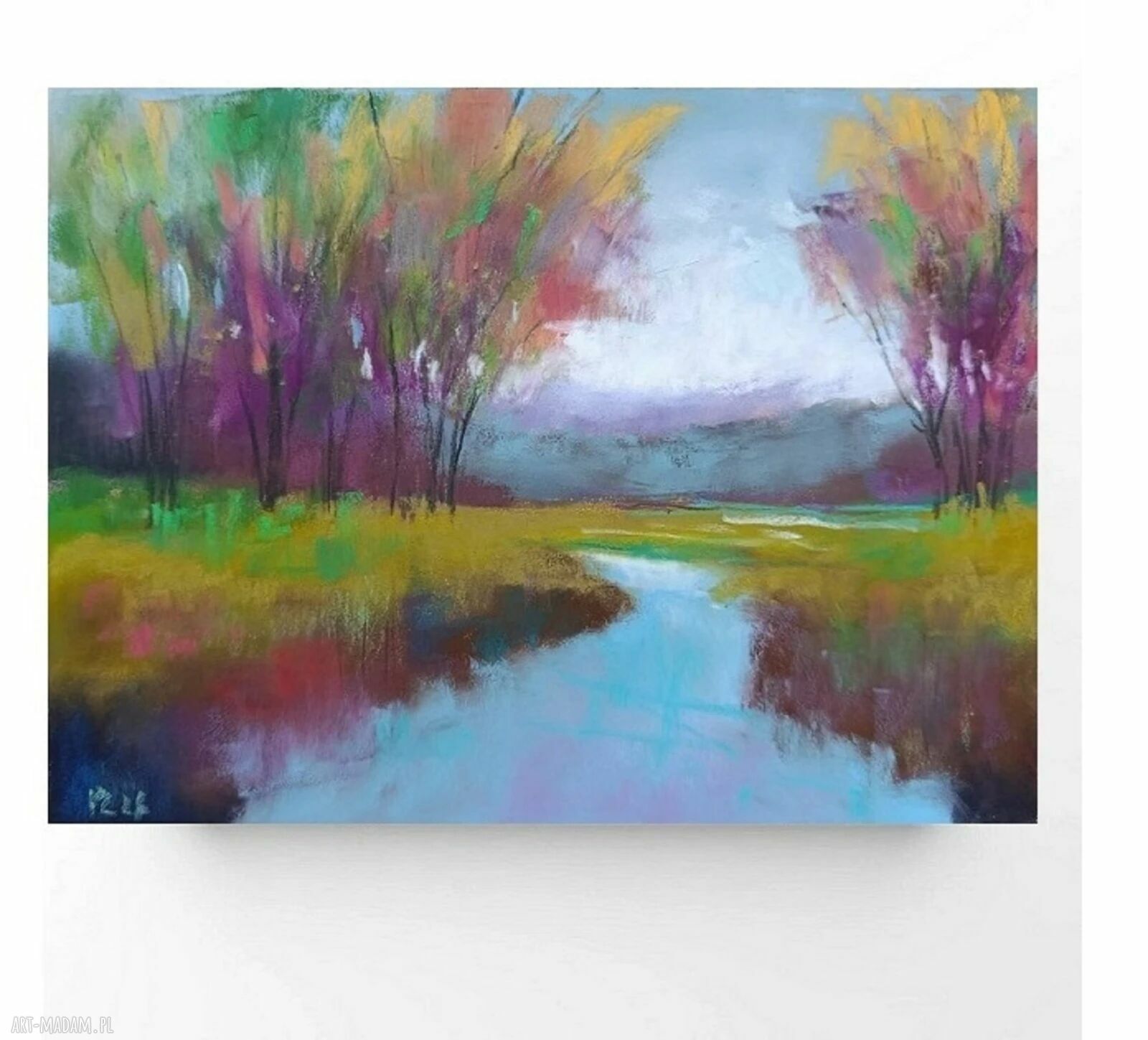 Pejzaż w pastelach - oryginalny obraz 18x24 cm