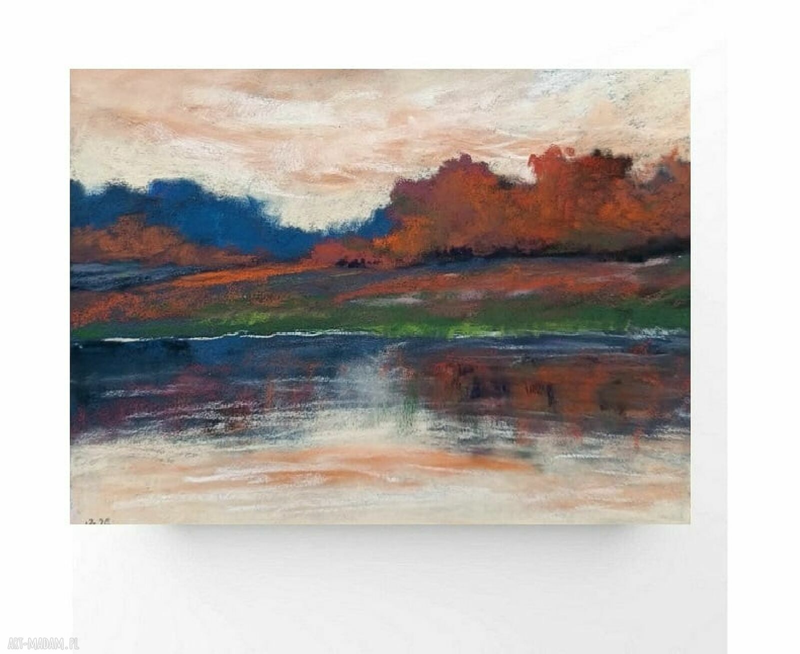 Pejzaż w pastelach suchych - autorski obraz 18 x 24 cm