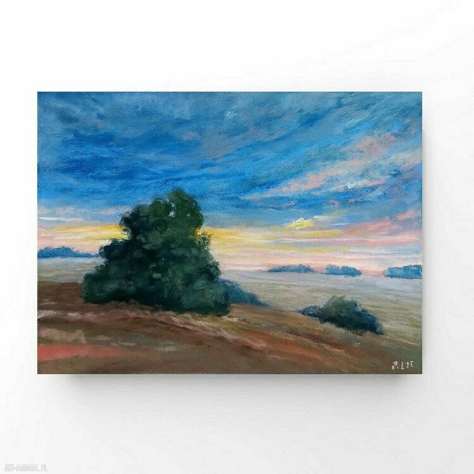 Pejzaż 18x24 cm w suchych pasteli - obraz ręcznie wykonany