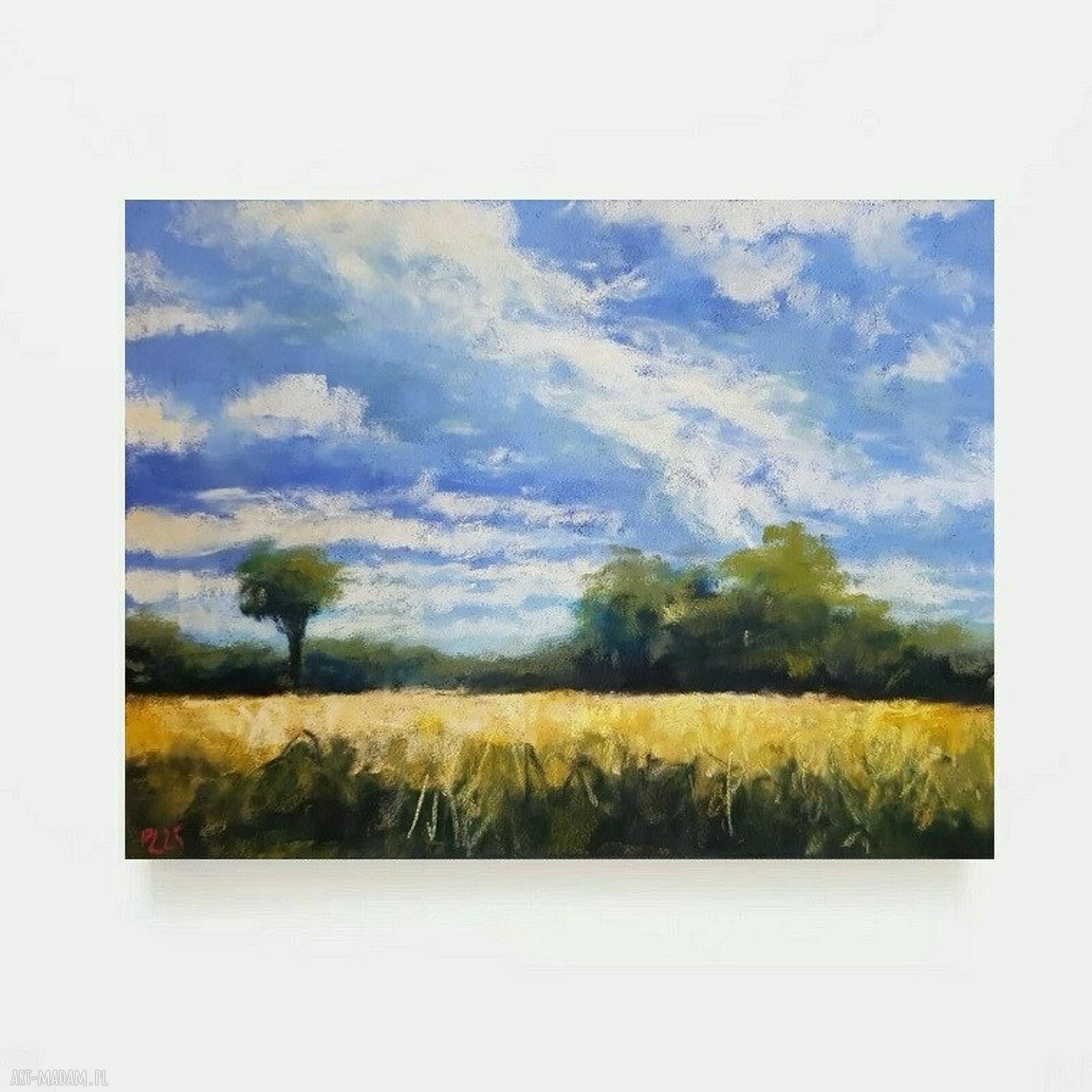 Pejzaż w pastelach suchych 18x24 cm - ręcznie wykonany obraz