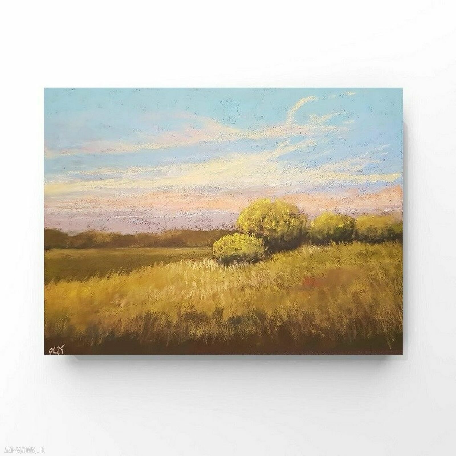 Pejzaż w pastelach suchych 18x24 cm - ręcznie rysowany