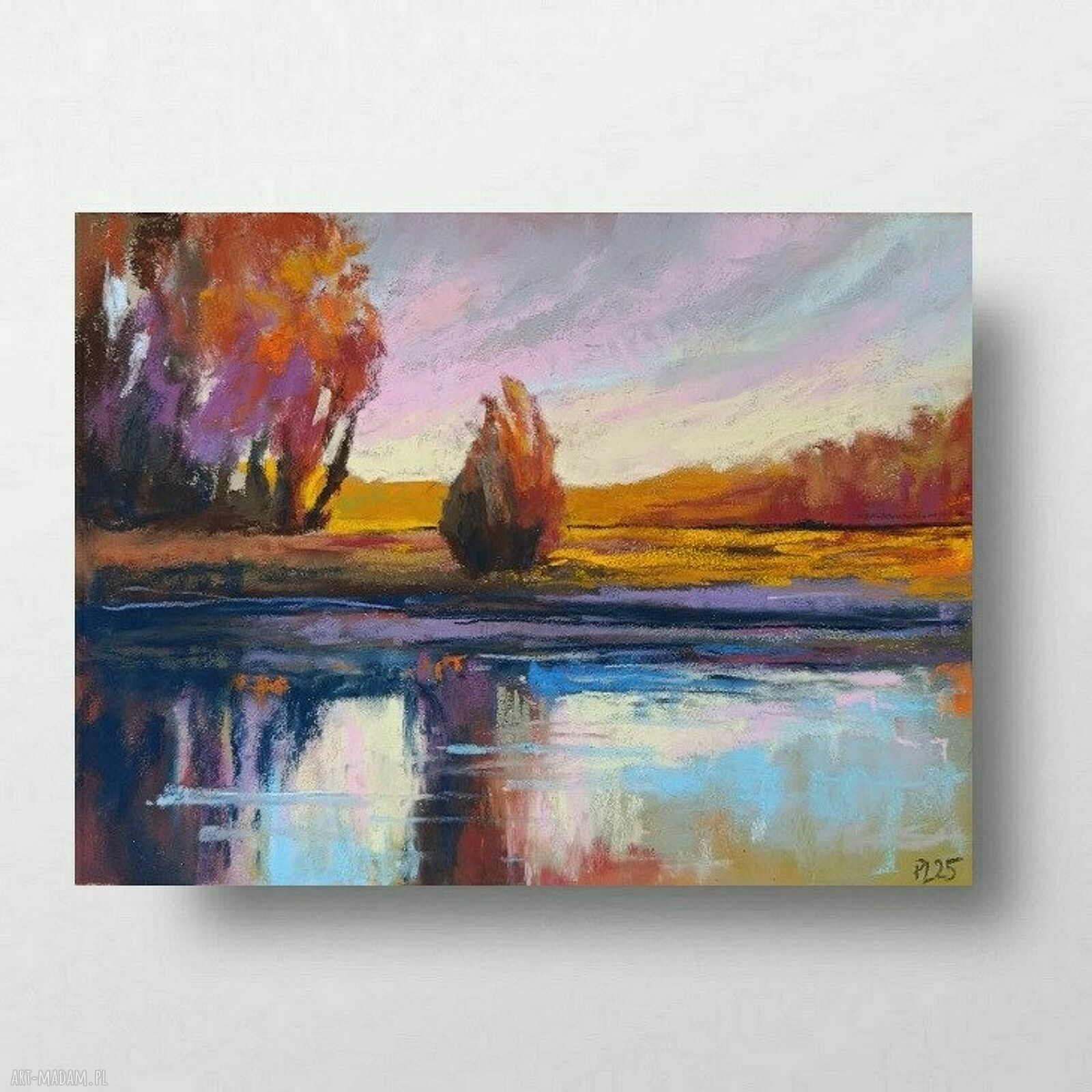 Pejzaż w pastelach suchych 18 x 24 cm - ręcznie wykonana praca