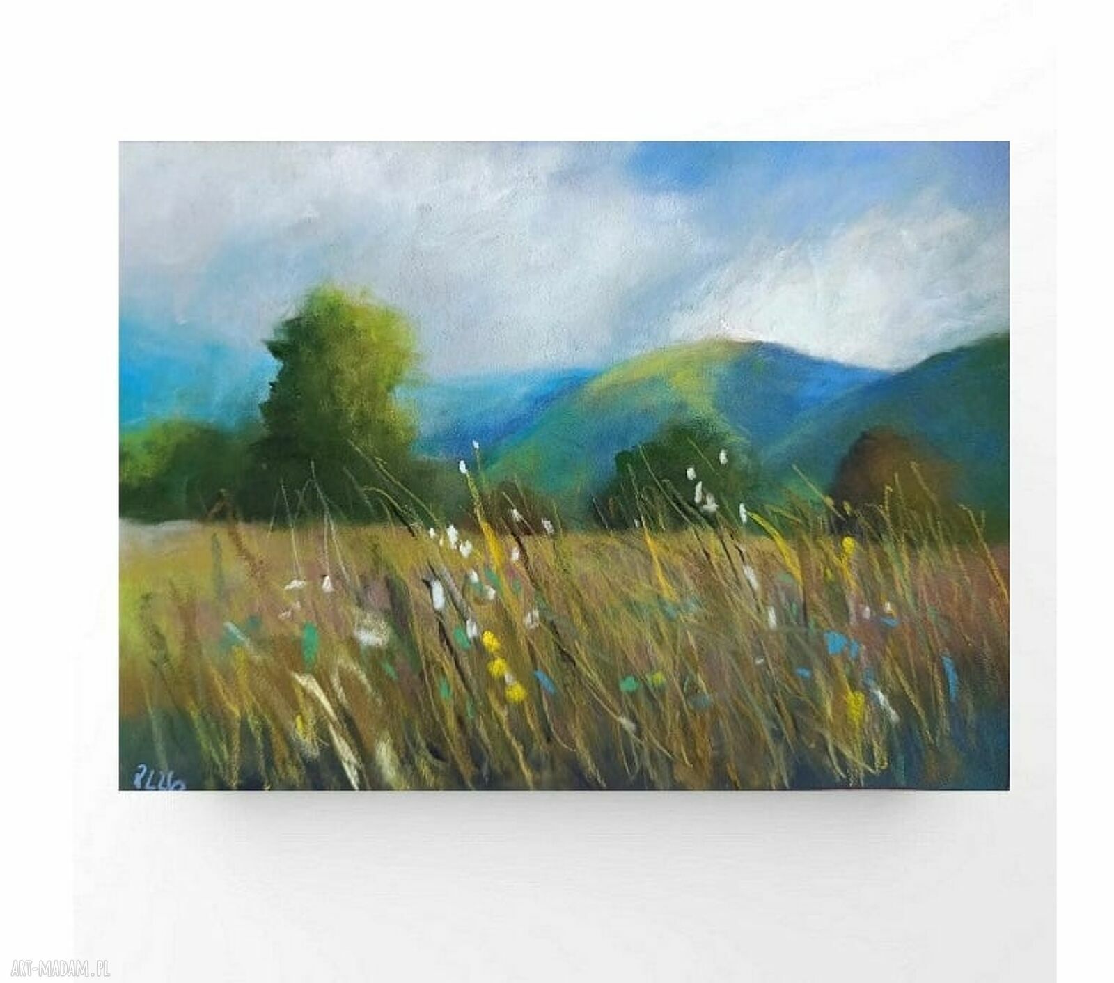 Pejzaż - oryginalny rysunek pastelami 18 x 24 cm