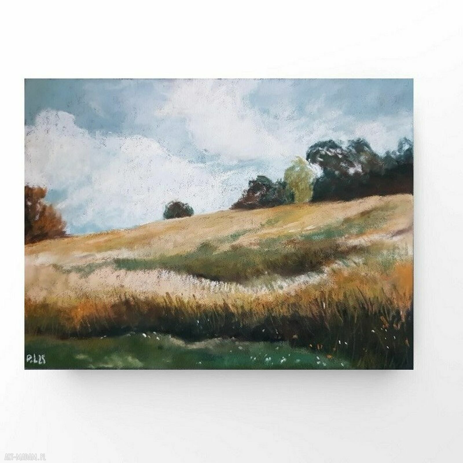 Pejzaż - ręcznie rysowany obraz w formacie 18x24 cm z pasteli suchych
