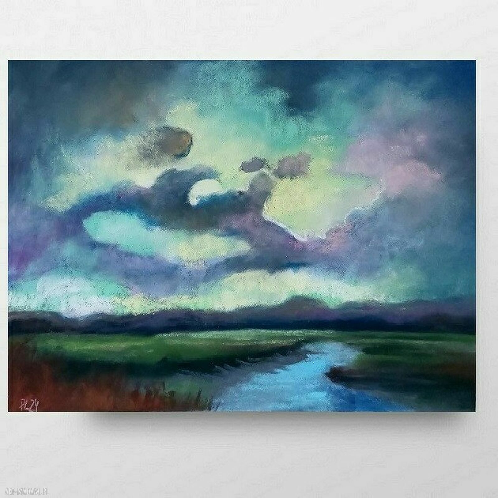 Pejzaż w pastelach suchych 18/24 cm - oryginalny rysunek Pauliny Lebidy
