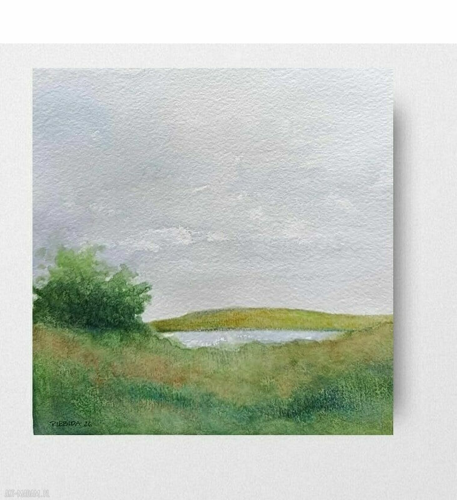 Oryginalna akwarela - pejzaż 20x20 cm