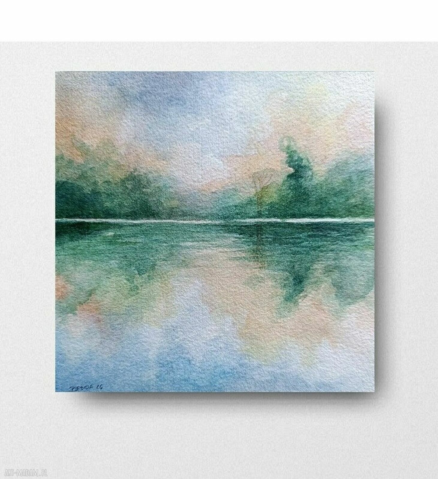 Pejzaż - oryginalna akwarela 20 x 20 cm