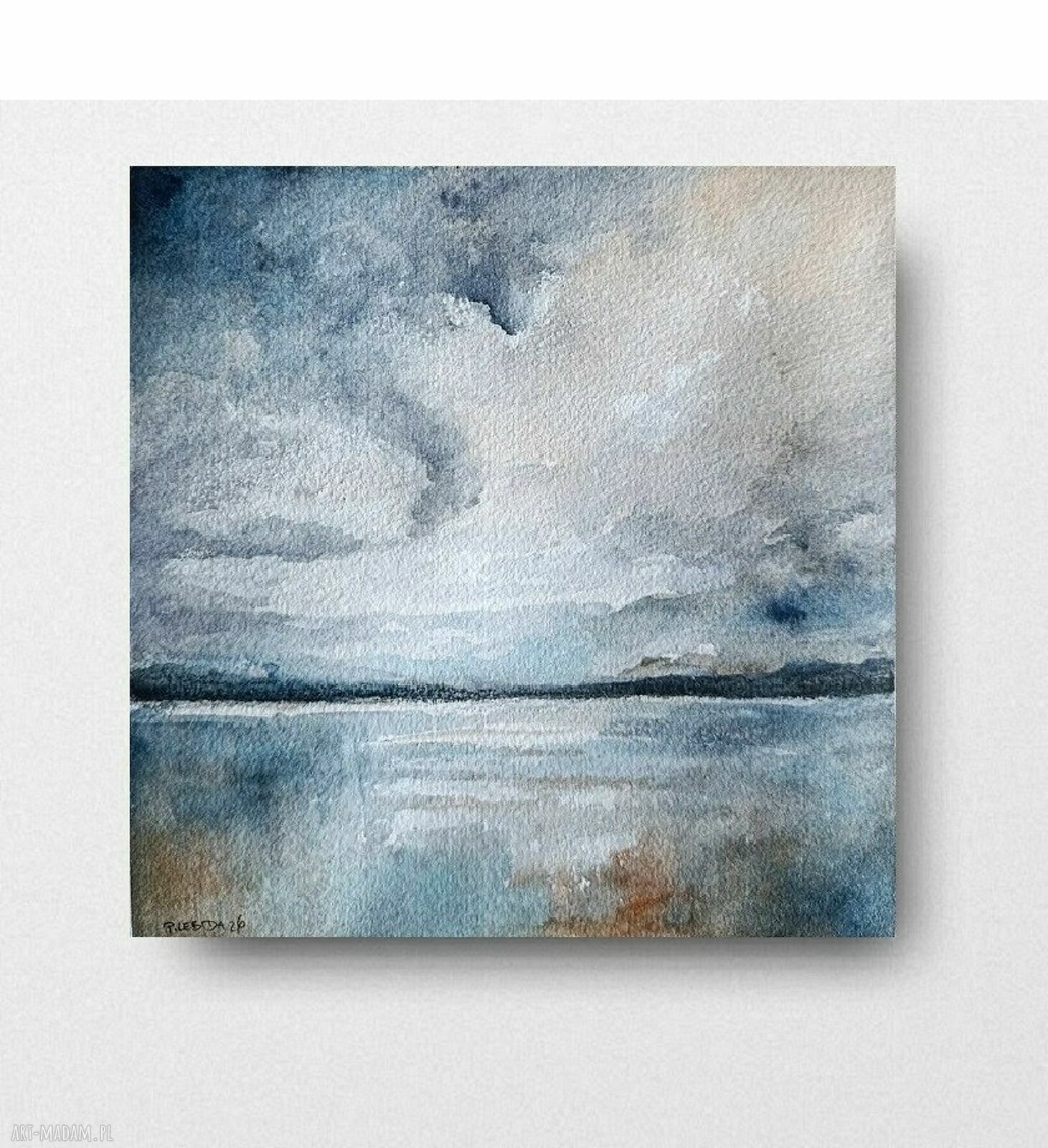 Pejzaż - oryginalna akwarela w formacie 20 x 20 cm