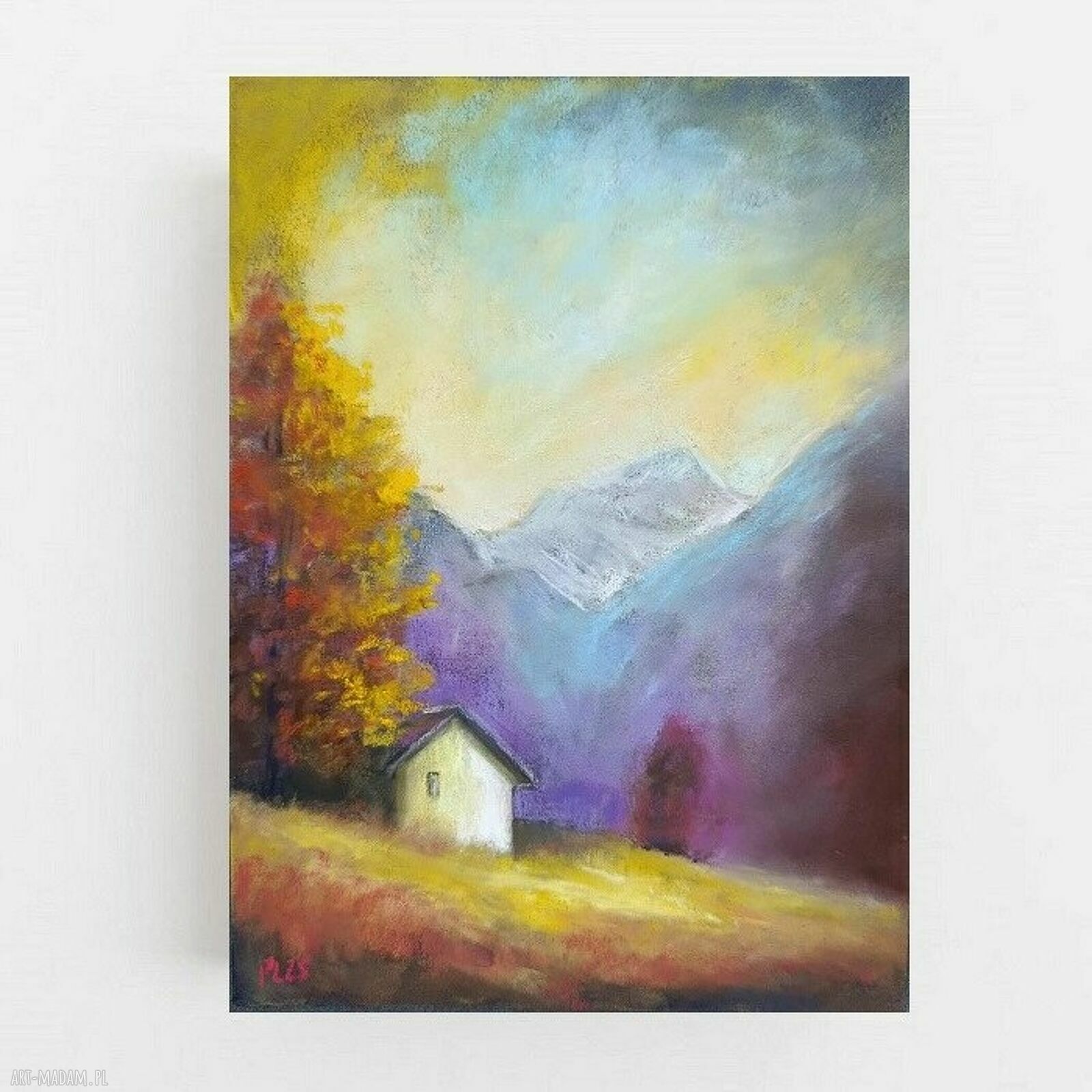 Pejzaż w pastelach suchych 24/18 cm - fioletowy klimat