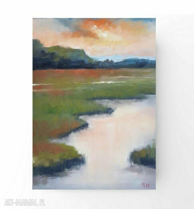 Pejzaż w pastelach suchych - autorska praca 24/18 cm