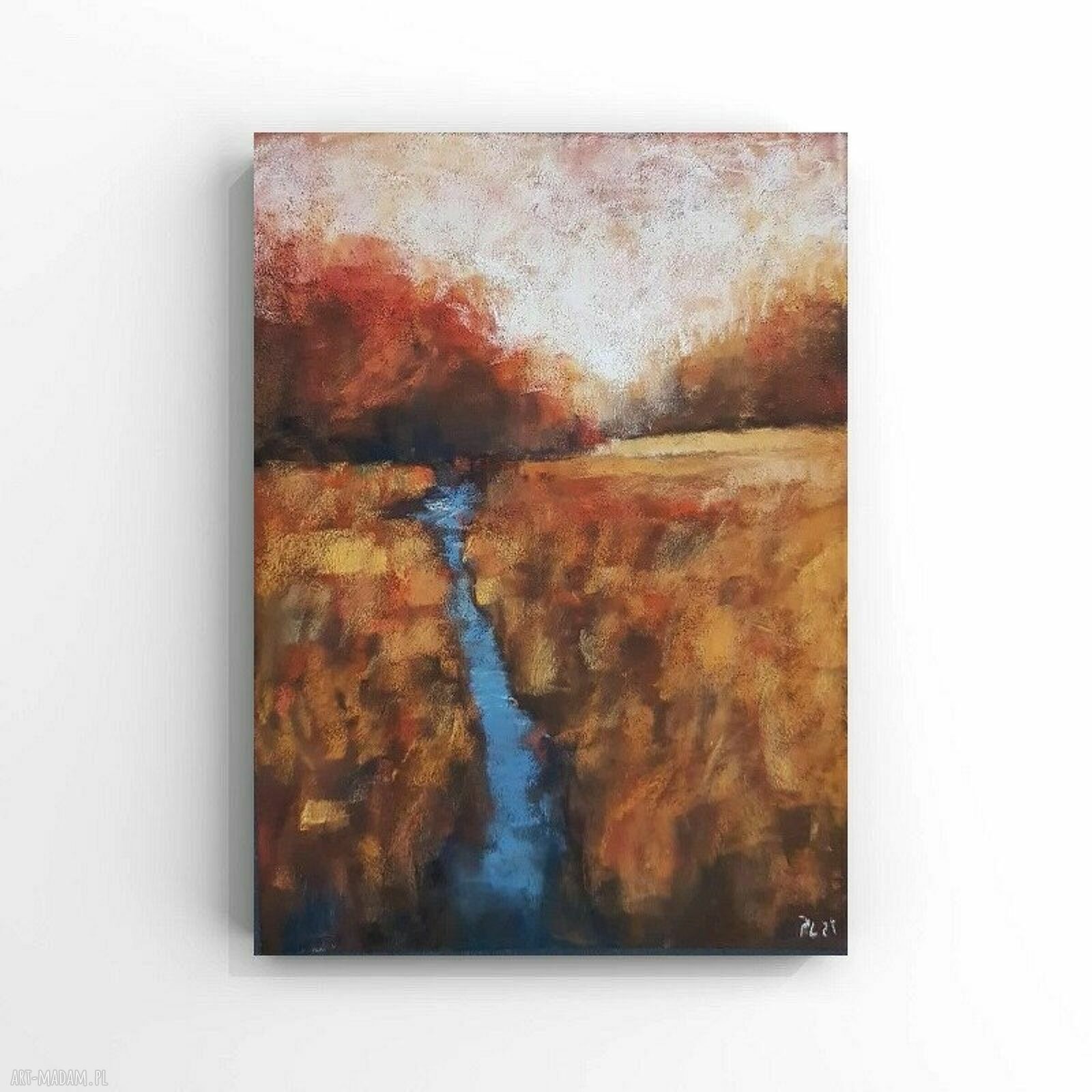 Pejzaż z pasteli suchych 24/18 cm - obraz ręcznie wykonany