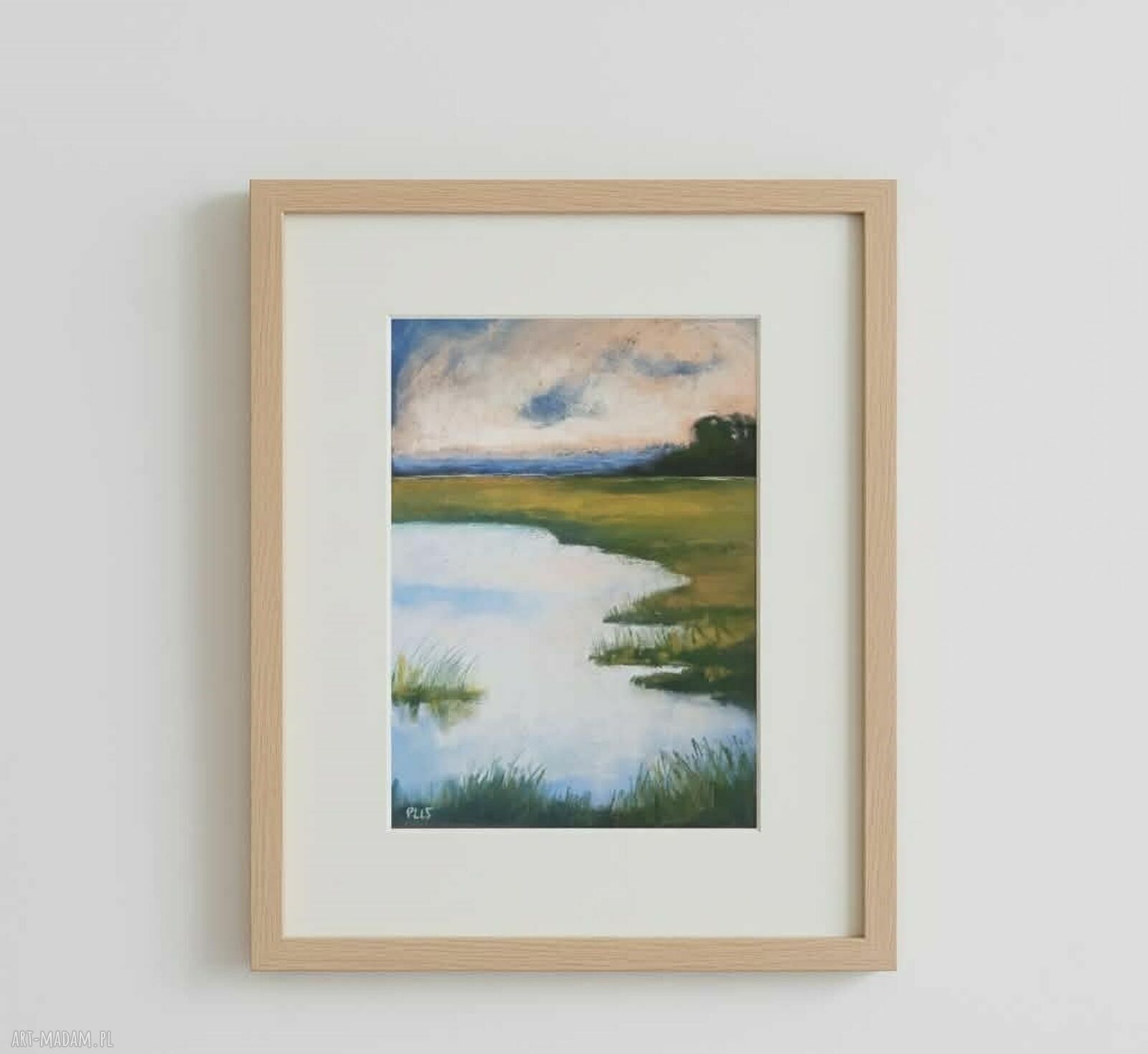 Pejzaż 24x18 cm wykonany pastelami suchymi - bez ramy