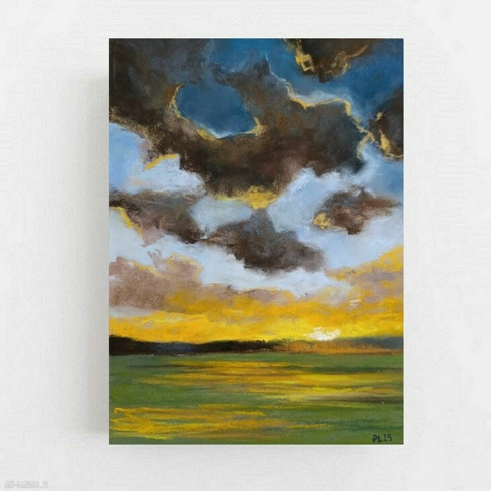 Pejzaż w pastelach suchych 24x18 cm - ręcznie rysowany obraz
