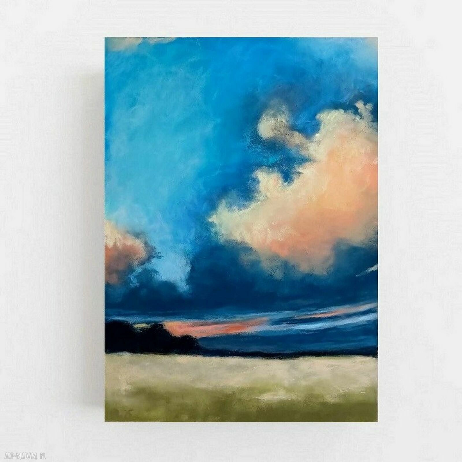 Oryginalny pejzaż - rysunek w suchych pastelach 24 x 18 cm