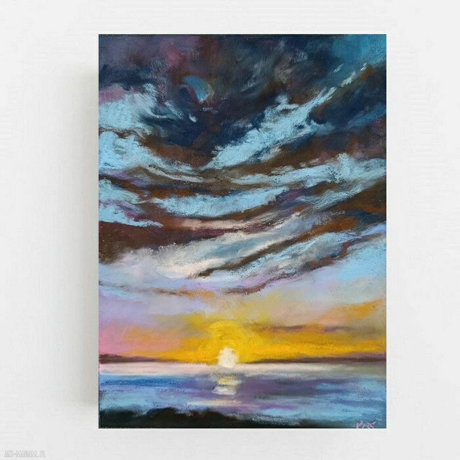 Ręcznie rysowany pejzaż w pastelach suchych 24x18 cm