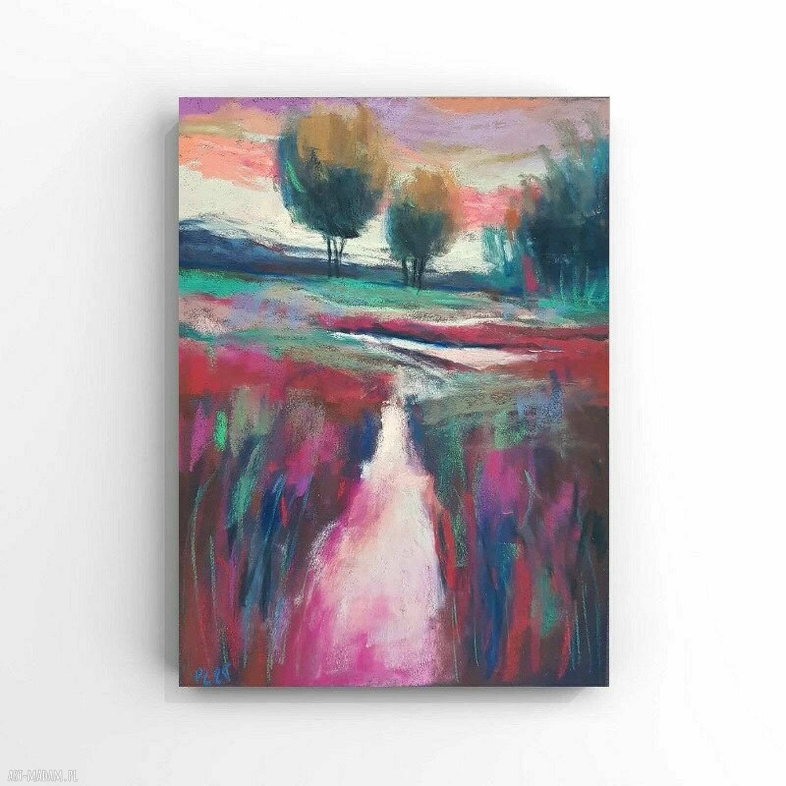Pejzaż w pastelach suchych 24x18 cm - ręcznie robiony obraz