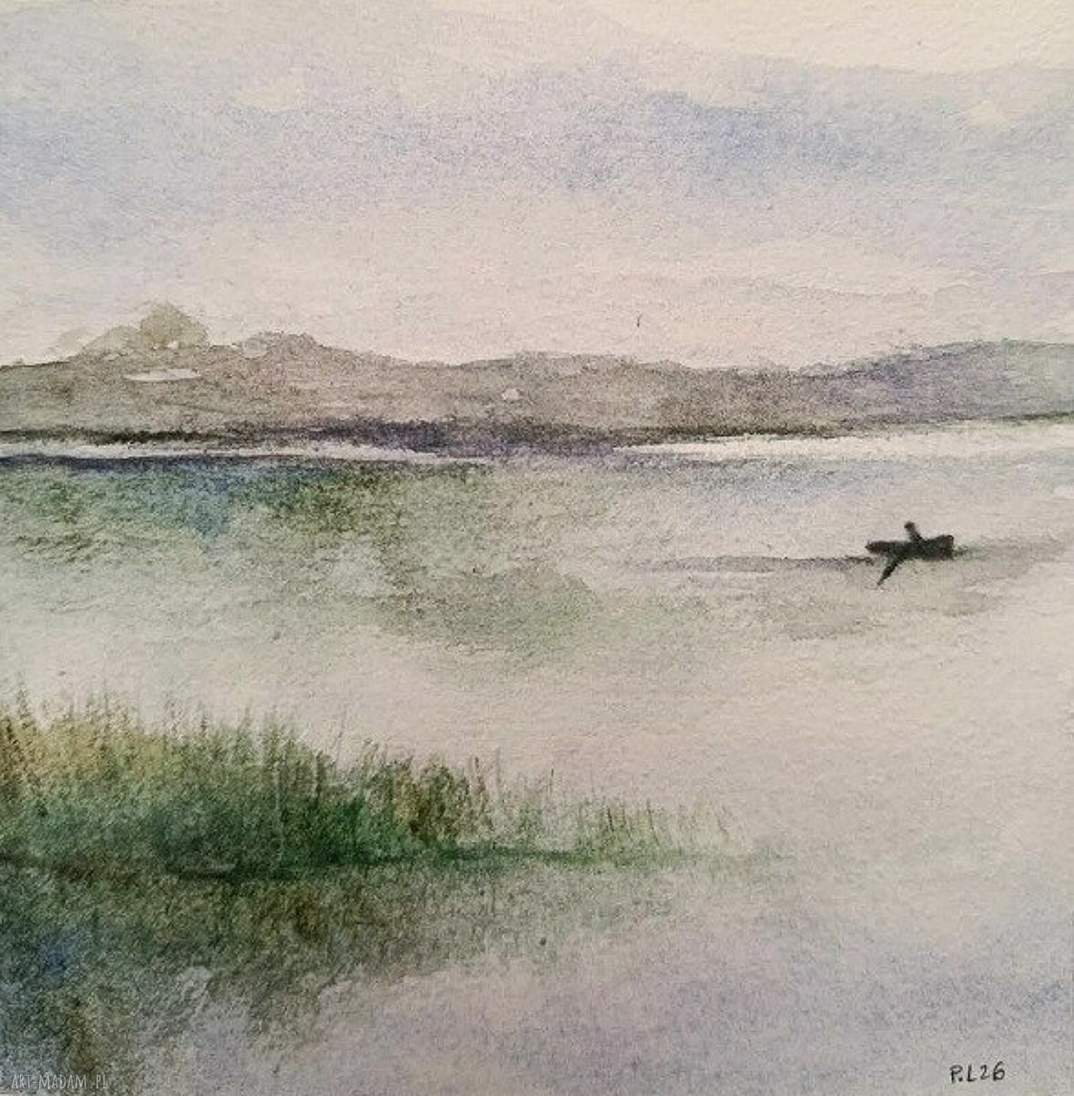 Pejzaż - oryginalna akwarela 15 x 15 cm