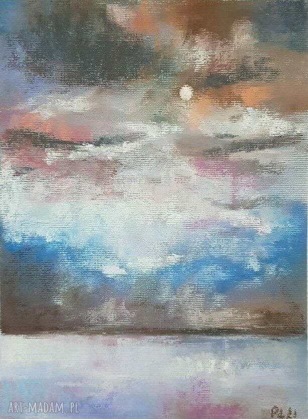 Pejzaż wykonany pastelami suchymi - obraz 18x24 cm