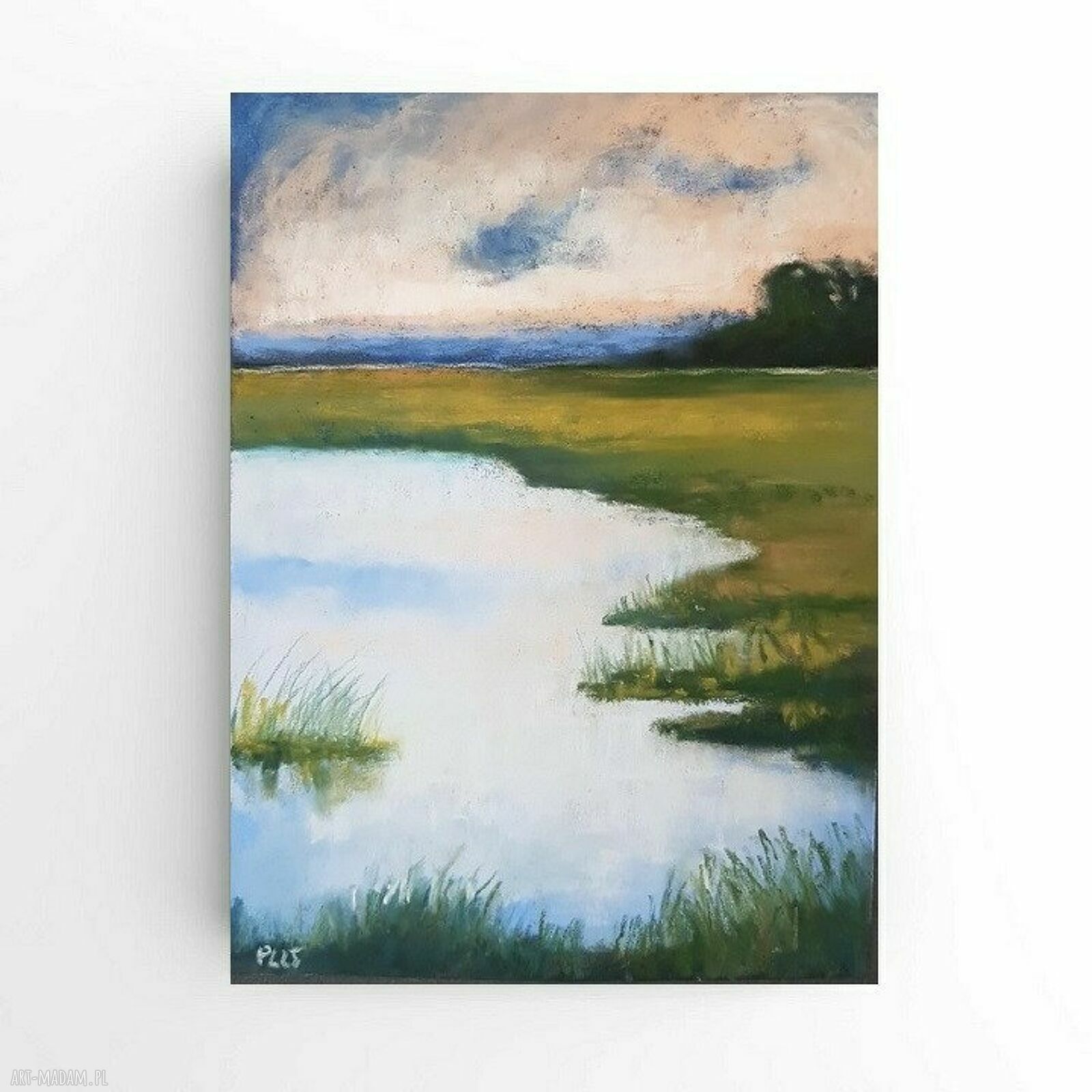 Pejzaż 24x18 cm wykonany pastelami suchymi - bez ramy